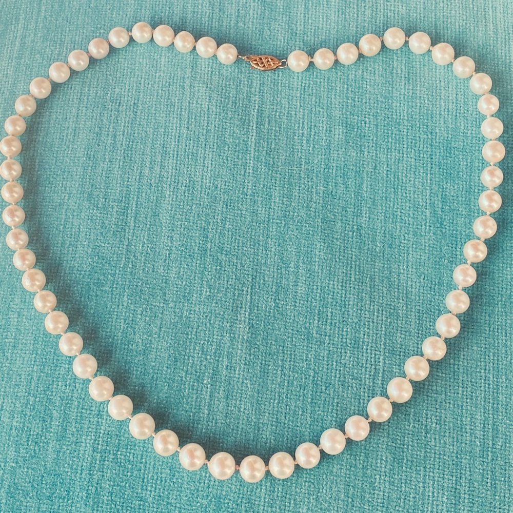 6 mm, White FW Cultured Pearl & 14k Yellow Gold Necklace, 19.5 Inch